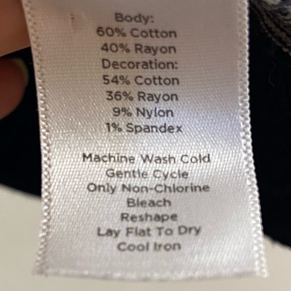 Talbots striped navy white bow button up cardigan 3/4 sleeves XL petite - Picture 6 of 6